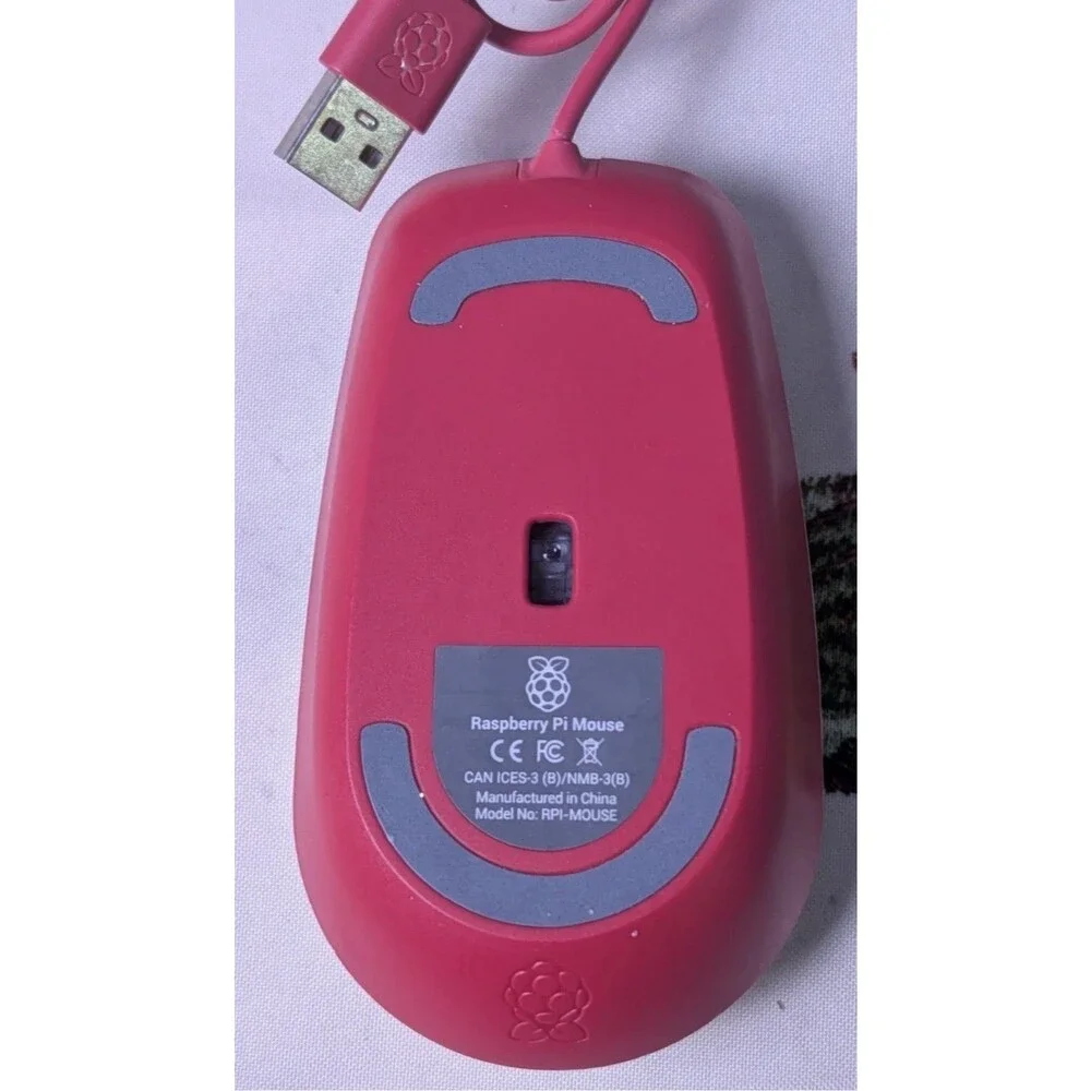 Raspberry Pi Official Wired Optical USB Mouse Red White RPI-MOUSE Desktop Laptop